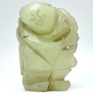 Jade Carved Chinese Diety Figurine Rustic Stone Antique 19 c